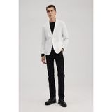 Jakamen Beyaz Slim Fit Mono Yaka Torba Cep Ceket - 48