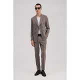 Jakamen Bordo Slim Fit Ekoseli Kruvaze Takım Elbise - 6 Drop - 46