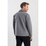 Jakamen Gri Comfort Fit Bebe Yaka Yünlü Mont - 54