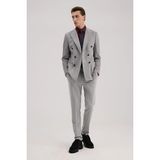 Jakamen Gri Slim Fit Mono Yaka Kruvaze Ceket - 52