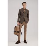 Jakamen Kahve Slim Fit Berberi Yaka Çizgili Ceket - 54
