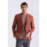 Jakamen Kiremit Slim Fit Sivri Yaka Keten Spor Ceket - 52
