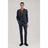 Jakamen Koyu Lacivert Slim Fit Erkek Yelekli Takım Elbise Viskos Karışımlı Modern Tasarım - 6 Drop - 48 - Koyu Deniz Mavisi