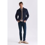 Jakamen Lacivert Comfort Fit Bebe Yaka Mevsimlik Mont - 56