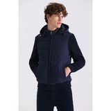 Jakamen Lacivert Comfort Fit Kapüşonlu Kolları Triko Kışlık Mont - 48