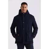 Jakamen Lacivert Comfort Fit Kapüşonlu Yünlü Mont - 56