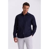 Jakamen Lacivert Comfort Fit Ütü Gerektirmeyen %100 Pamuk Non İron Gömlek - XL