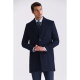 Jakamen Lacivert Mono Yaka Kaşe Kaban Polyester Malzeme ile Erkekler İçin Rahat Fit Tasarım - 56