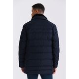 Jakamen Lacivert Regular Fit Yaka Kürklü Düğmeli Şişme Mont - 56