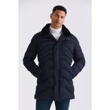 Jakamen Lacivert Regular Fit Yaka Kürklü Kışlık Mont Mont - 48
