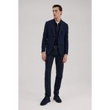 Jakamen Lacivert Slim Fit Desenli Sivri Yaka Ceket - 54