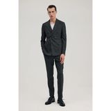 Jakamen Lacivert Slim Fit Ekoseli Kruvaze Takım Elbise - Koyu Lacivert - 6 Drop - 46