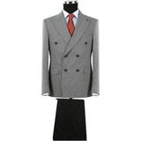 Jakamen Lacivert Slim Fit Kruvaze Erkek Takım Elbise - Koyu Lacivert - 52
