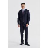 Jakamen Lacivert Slim Fit Mono Yaka Çift Yırtmaç Düz Takım Elbise - 60