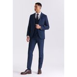 Jakamen Lacivert Slim Fit Mono Yaka Yelekli Takım Elbise Erkek İçin Şık Tasarım - 52