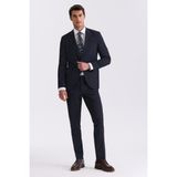 Jakamen Lacivert Slim Fit Sivri Yaka Strech Çizgili Jogger Takım Elbise - 56