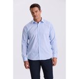 Jakamen Mavi Comfort Fit Ütü Gerektirmeyen %100 Pamuk Çizgili Non Iron Gömlek - XL
