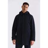Jakamen Siyah Comfort Fit Kapüşonlu Gizli Fermuarlı Klasik Model Mont - 58