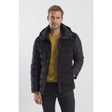 Jakamen Siyah Comfort Fit Kapüşonlu Şişme Mont - 54