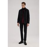 Jakamen Siyah Slim Fit Bebe Yaka Yünlü Mont - 52