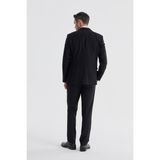 Jakamen Siyah Slim Fit Mono Yaka Çift Yırtmaç Düz Takım Elbise - 44