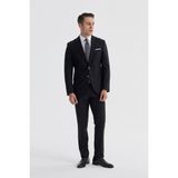 Jakamen Siyah Slim Fit Mono Yaka Çift Yırtmaç Düz Takım Elbise - 50
