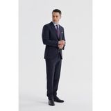Jakamen Siyah Slim Fit Mono Yaka Çift Yırtmaç Düz Takım Elbise - 56