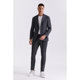 Jakamen Siyah Slim Fit Mono Yaka Keten Takım Elbise - 58
