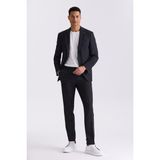 Jakamen Siyah Slim Fit Mono Yaka Tek Düğme Spor Takım Elbise - 46
