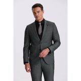 Jakamen Siyah Slim Fit Mono Yaka Yelekli Çift Yırtmaçlı Takım Elbise - 48