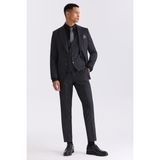 Jakamen Siyah Slim Fit Mono Yaka Yelekli Takım Elbise - 56