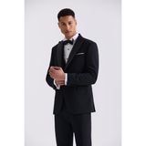 Jakamen Siyah Slim Fit Sivri Yaka Smokin Takım Elbise - 60