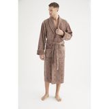 Jakarlı %100 Cotton Erkek Bornozu - XL