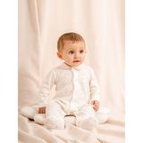 Jakarlı Baskılı, Bebe Yakalı, Patikli Bebek Tulum (1-3 / 3-6 / 6-9 / 9-12 Ay) - Ekru - 3-6 AY