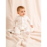 Jakarlı Baskılı, Bebe Yakalı, Patikli Bebek Tulum (1-3 / 3-6 / 6-9 / 9-12 Ay) - Ekru - 6 - 9 Ay