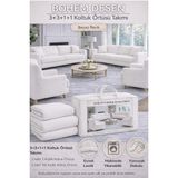 Jakarlı Bohem Kumaş 3.3.1.1 Koltuk Örtüsü Koltuk Kılıfı Takımı Ev Tekstili Sofa Cover - 180 x 230 cm - 00 Beyaz