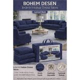 Jakarlı Bohem Kumaş 3.3.1.1 Koltuk Örtüsü Koltuk Kılıfı Takımı Ev Tekstili Sofa Cover - 180 x 230 cm - 003-Lacivert