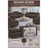 Jakarlı Bohem Kumaş 3.3.1.1 Koltuk Örtüsü Koltuk Kılıfı Takımı Ev Tekstili Sofa Cover - 180 x 230 cm - Koyu Kahve