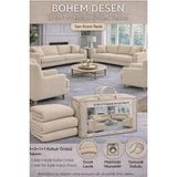 Jakarlı Bohem Kumaş 3.3.1.1 Koltuk Örtüsü Koltuk Kılıfı Takımı Ev Tekstili Sofa Cover - 180 x 230 cm - krem altin