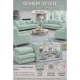 Jakarlı Bohem Kumaş 3.3.1.1 Koltuk Örtüsü Koltuk Kılıfı Takımı Ev Tekstili Sofa Cover - 180 x 230 cm - Mint Yeşili