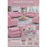 Jakarlı Bohem Kumaş 3.3.1.1 Koltuk Örtüsü Koltuk Kılıfı Takımı Ev Tekstili Sofa Cover - 180 x 230 cm - Pembe - Açık Pembe