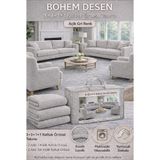 Jakarlı Bohem Kumaş 3.3.1.1 Koltuk Örtüsü Koltuk Kılıfı Takımı Ev Tekstili Sofa Cover - 180 x 230 cm - Taş - Gri
