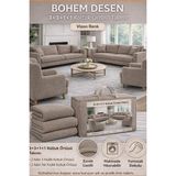 Jakarlı Bohem Kumaş 3.3.1.1 Koltuk Örtüsü Koltuk Kılıfı Takımı Ev Tekstili Sofa Cover - 180 x 230 cm - Vizon
