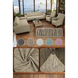 Jakarlı Çubuk Desen Lastikli Koltuk Örtüsü, Lastikli Kanepe Örtüsü, Koltuk Kılıfı Takımı 3-3-1-1 - 180 x 230 cm - Vizon