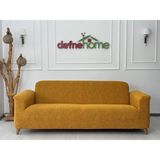 Jakarlı Düz Desen 3-3-1-1 Lastikli Kanepe Örtüsü | Lastikli Koltuk Örtüsü | Koltuk Kılıfı Takımı - 220 x 180 cm - Hardal