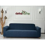 Jakarlı Düz Desen 3-3-1-1 Lastikli Kanepe Örtüsü | Lastikli Koltuk Örtüsü | Koltuk Kılıfı Takımı - 220 x 180 cm - İndigo