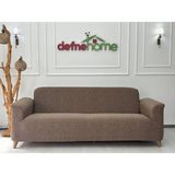Jakarlı Düz Desen 3-3-1-1 Lastikli Kanepe Örtüsü | Lastikli Koltuk Örtüsü | Koltuk Kılıfı Takımı - 220 x 180 cm - Kahve