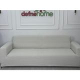 Jakarlı Düz Desen 3-3-1-1 Lastikli Kanepe Örtüsü | Lastikli Koltuk Örtüsü | Koltuk Kılıfı Takımı - 220 x 180 cm - Krem