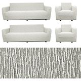 Jakarlı Düz Desen 3 3 1 1 Lastikli Koltuk Örtüsü Takımı Kanepe Çekyat Örtüsü Koltuk Kılıfı - 180 x 230 cm