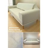 Jakarlı Düz Desen Lastikli Koltuk Kılıfı Çekyat Koltuk Örtüsü Streç Esnek Kanepe Kılıfı - 180 x 230 cm - Bej